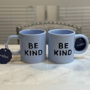 Sunday Morning “ Be Kind” Light Blue Stoneware Coffee Mug Set, 12oz